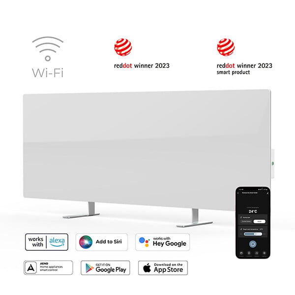 AENO - AENO Radiateur Blanc intelligent 700W Premium GH1S - Chauffage infrarouge+convection - large