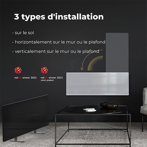 AENO - AENO Radiateur Blanc intelligent 700W Premium GH1S - Chauffage infrarouge+convection - large
