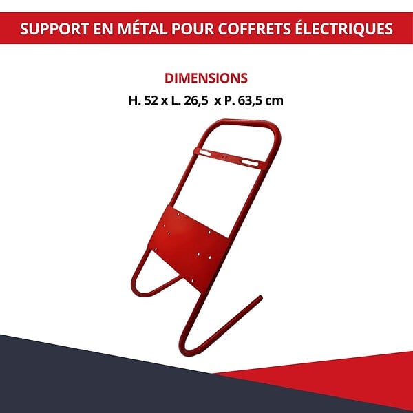 ATOLE - Support pour coffret électrique de chantier – ATOLE – Compatible Monophasé & Triphasé – Socle Métallique 635 x 265 mm - large