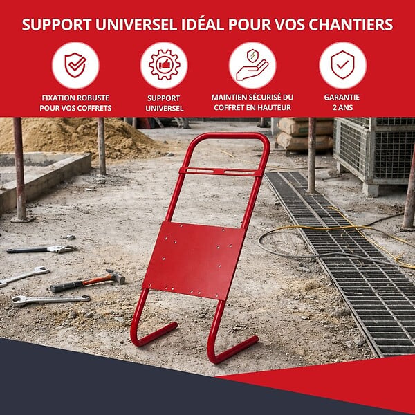 ATOLE - Support pour coffret électrique de chantier – ATOLE – Compatible Monophasé & Triphasé – Socle Métallique 635 x 265 mm - large