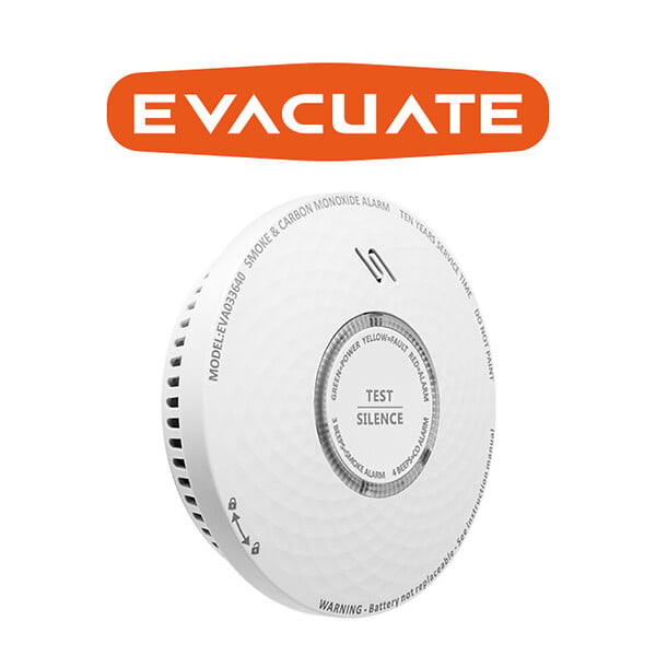 EVACUATE - EVACUATE Détecteur combiné de fumée et monoxyde de carbone autonomie 10 ans garantie 3 ans - large