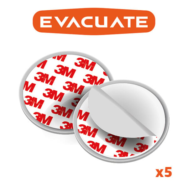 EVACUATE - EVACUATE Lot de 5 détecteurs de fumée NF autonomie 10 ans avec supports magnétiques - large