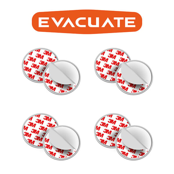 EVACUATE - EVACUATE Lot de 4 fixations aimantées pour détecteur de fumée - large