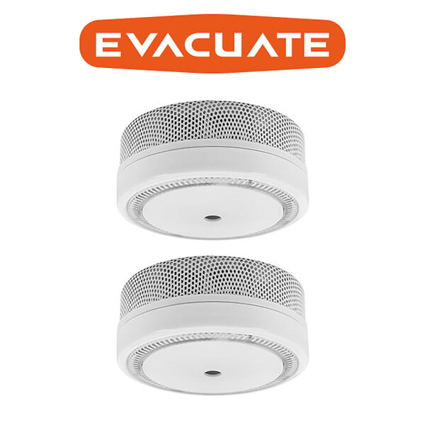 EVACUATE - Lot de 2 détecteurs de fumée NF autonomie 10 ans + supports magnétiques-EVACUATE - large