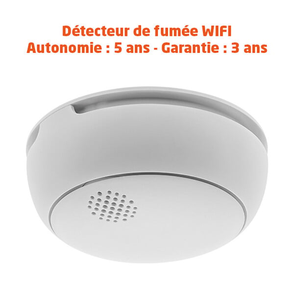 EVACUATE - Détecteur de fumée WIFI via TUYA : Alerte en cas de détection de fumée sur votre smartphone.  Autonomie : 5 ans - Garantie : 3 ans-EVACUATE - large