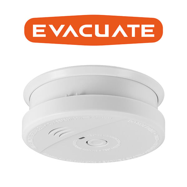 EVACUATE - Lot de 2 détecteurs de fumée NF avec supports aimantés de fixation - large