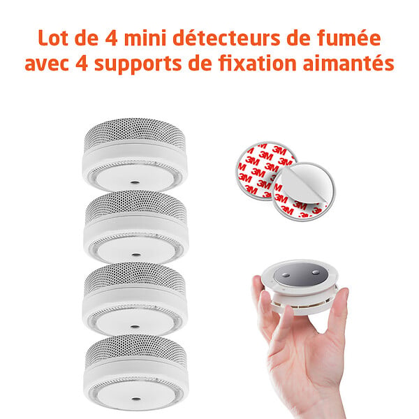 EVACUATE - Lot de 4 mini détecteurs de fumée avec supports de fixation aimantés-EVACUATE - large