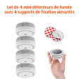 EVACUATE - Lot de 4 mini détecteurs de fumée avec supports de fixation aimantés-EVACUATE - vignette