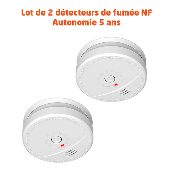 EVACUATE - EVACUATE Lot de 2 détecteurs de fumée NF autonomie 5 ans - large