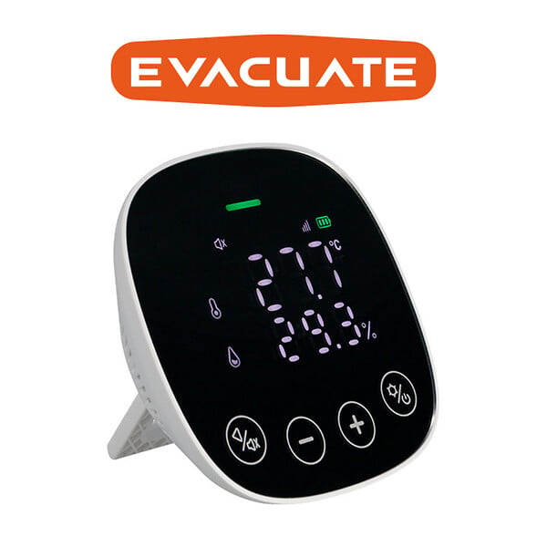 EVACUATE - Détecteur CO2 connecté écran LED : mesure la qualité de l'air - large