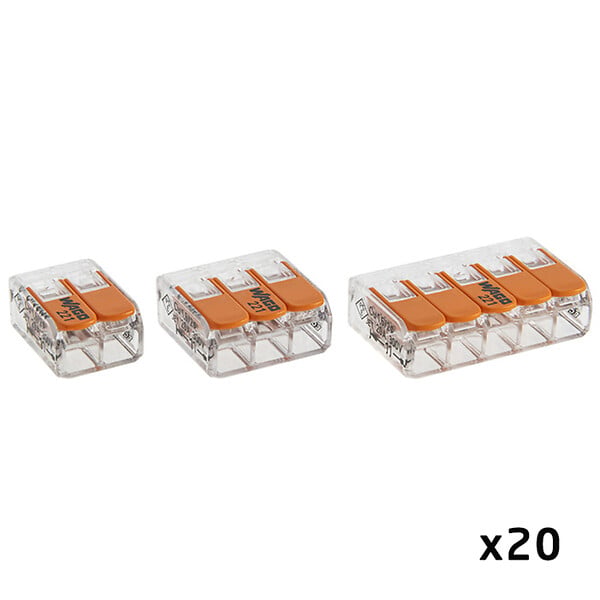 WAGO - Blister panaché de 20 bornes de connexion automatique 2,3 et 5 entrées S221 - large