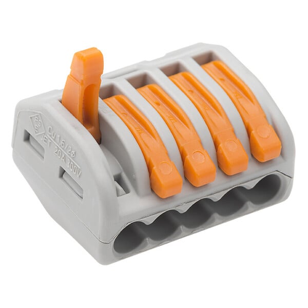 WAGO - Sachet de 15 bornes de connexion automatique 5 entrées S222 - large