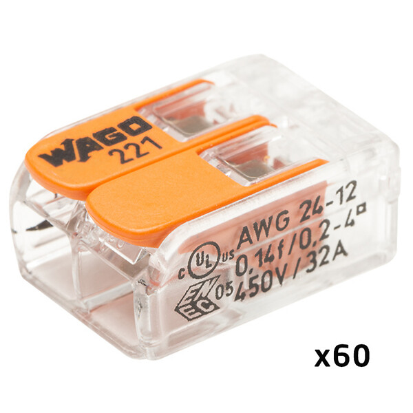 WAGO - Seau de 200 bornes de connexion automatique S221 2,3 et 5 entrées - large