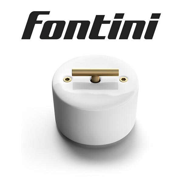 FONTINI - FONTINI Va-et-vient métal laiton doré satiné porcelaine blanche DO - large