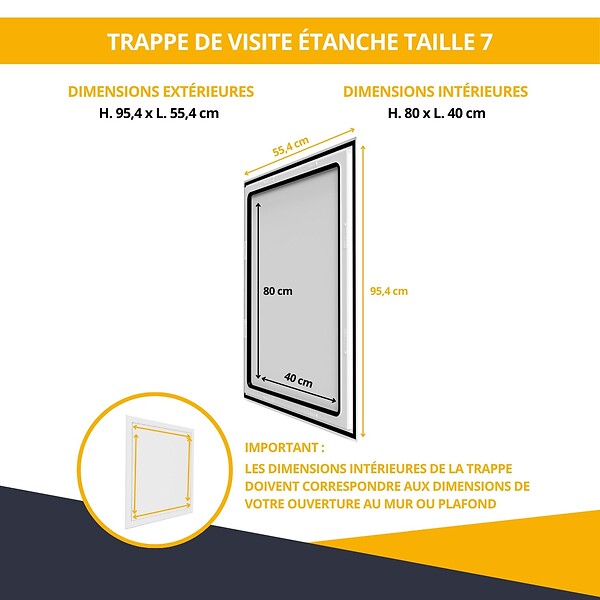 ATOLE - Trappe de Visite métallique étanche - Dimensions de passage : 800 x 400 mm - ATOLE - large