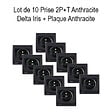 SIEMENS - SIEMENS Lot de 10 Prises 2P+T Anthracite Delta Iris avec plaque anthracite - vignette
