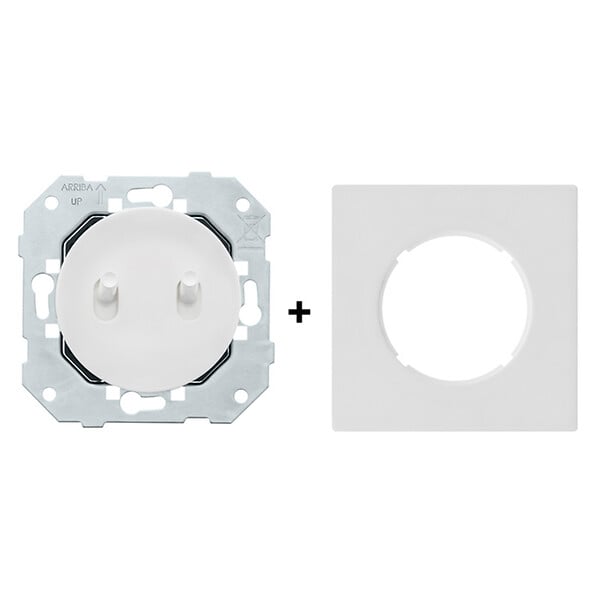 FONTINI - FONTINI Double bouton poussoir blanc avec manette blanc glossy DOM + plaque simple blanc - large