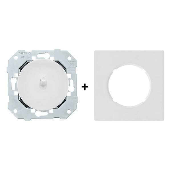FONTINI - Bouton poussoir blanc glossy DOM avec plaque simple blanc – Sobriété et contrôle efficace - large