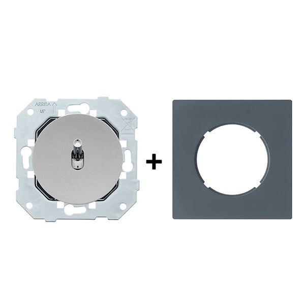 FONTINI - FONTINI Va et vient ALU DOM + plaque simple blue grey manette chrome - large