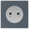 FONTINI - FONTINI Double va et vient ALU - manette chrome DOM + plaque simple blue grey - vignette