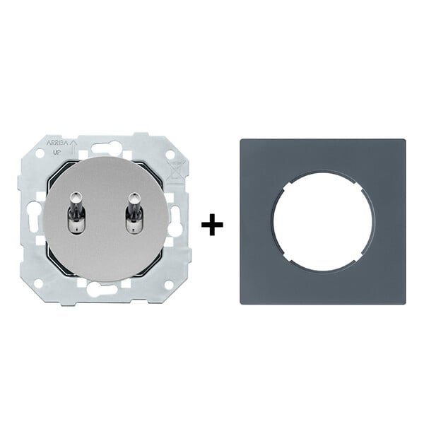 FONTINI - FONTINI Double va et vient ALU - manette chrome DOM + plaque simple blue grey - large