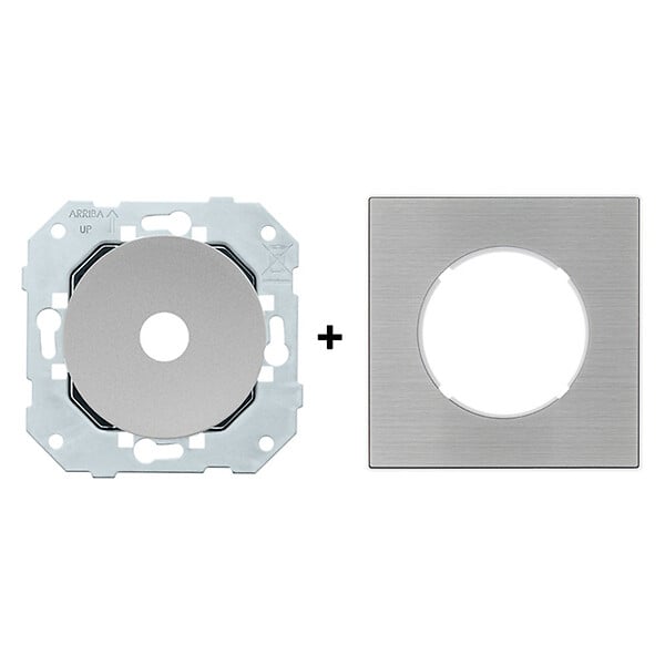 FONTINI - FONTINI Sortie câble ALU DOM avec plaque simple métallisée gris - large
