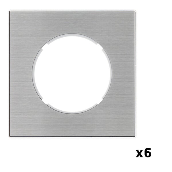 FONTINI - 6 va-et-vient ALU GLOSSY DOM + 6 plaques simples métallisées gris - large