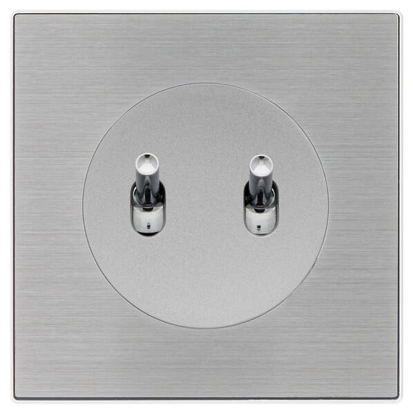 FONTINI - FONTINI Double bouton poussoir ALU manette chrome DOM et plaque simple métallisée gris - large