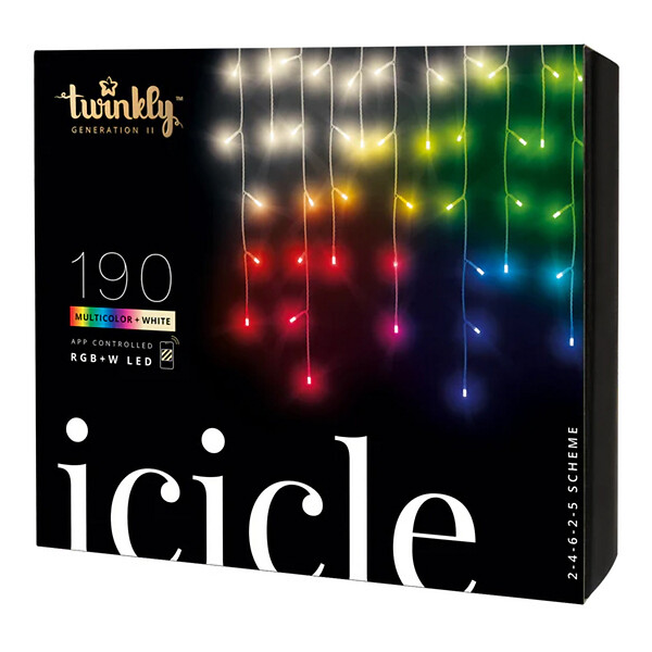 TWINKLY - Twinkly Icicle – Guirlande Lumineuse Stalactite LED Contrôlée par Application - 190 LED RVB+W. Fil Clair.  Intérieur et Extérieur-TWINKLY - large