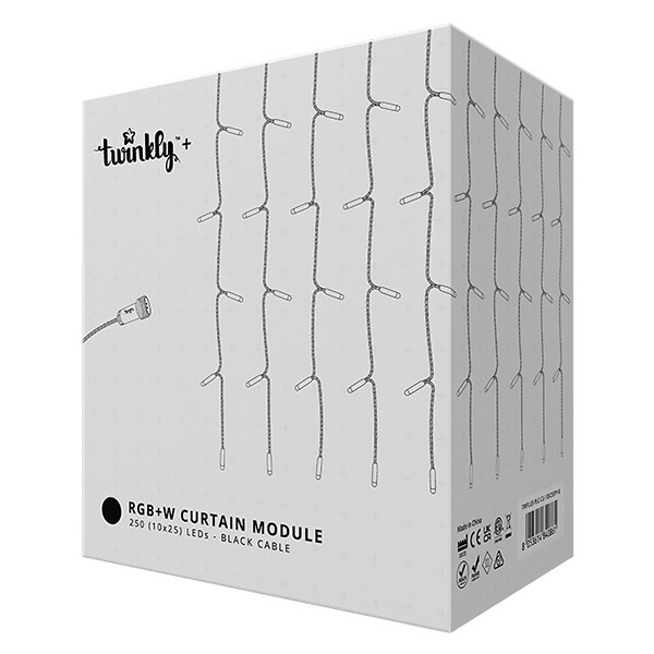 TWINKLY - TWINKLY Rideau Multic RGBW Connecté 1x2m IP65 Fil Noir - Étanche pour Extérieur, Twinkly Curtain Plus - large