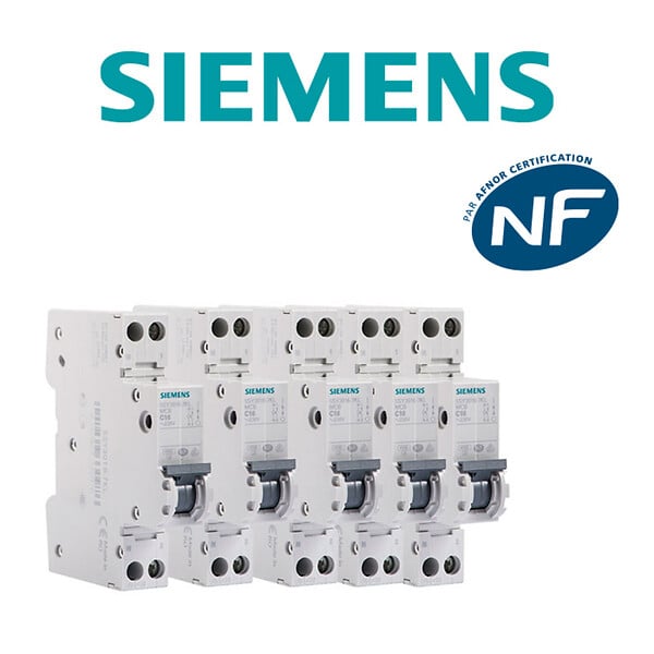 SIEMENS - SIEMENS Lot de 5 disjoncteurs électriques phase + neutre 16A - large