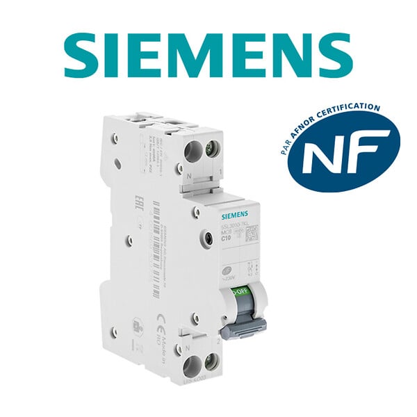 SIEMENS - SIEMENS Disjoncteur 10A Ph+N courbe C 4.5kA 230V - large