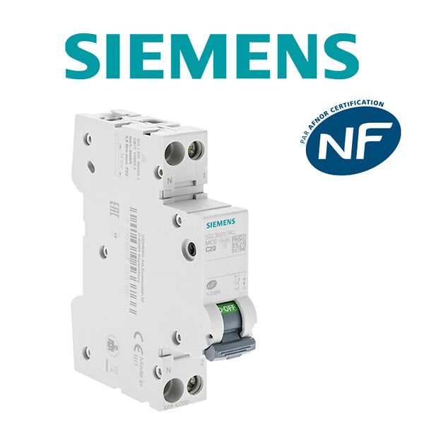 SIEMENS - Disjoncteur 20A Ph+N courbe C 4.5kA 230V-SIEMENS - large