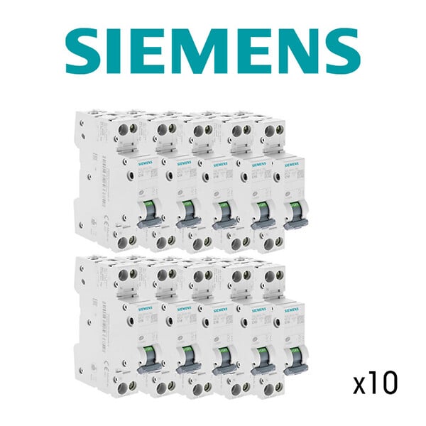 SIEMENS - Lot de 10 Disjoncteurs électriques phase + neutre 16A-SIEMENS - large