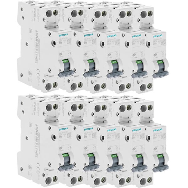SIEMENS - Lot de 10 Disjoncteurs électriques phase + neutre 16A-SIEMENS - large