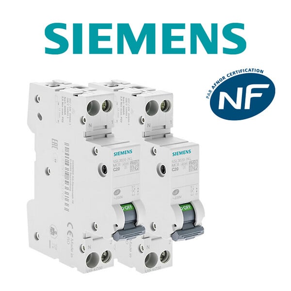 SIEMENS - Lot de 2 Disjoncteurs électriques phase + neutre 20A-SIEMENS - large