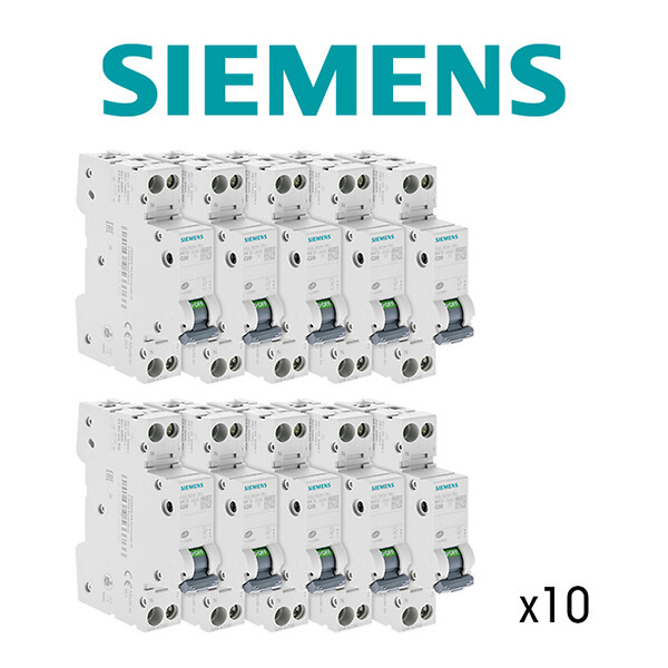 SIEMENS - Lot de 10 Disjoncteurs électriques phase + neutre 20A-SIEMENS - large