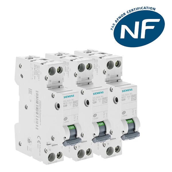 SIEMENS - SIEMENS LOT 3 disjoncteurs modulaires 20A 230V, 4,5kA, 1+N POLES, COURBE C - large