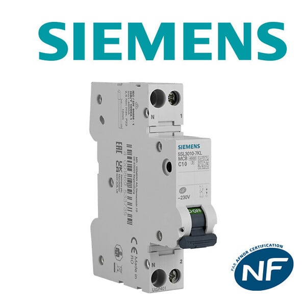 SIEMENS - SIEMENS Lot de 5 disjoncteurs électriques phase + neutre 10A KNX - large