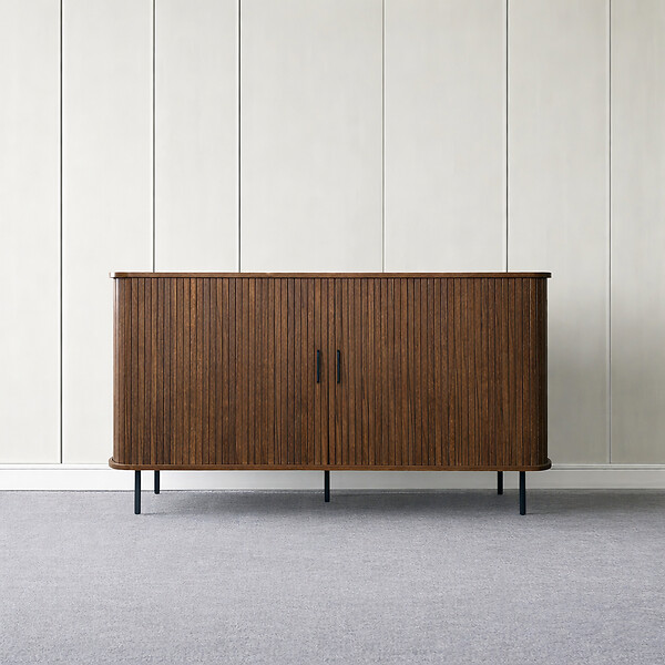 CONCEPT USINE - Buffet en bois cannelé à portes coulissantes 140cm SEMARANG $ - large