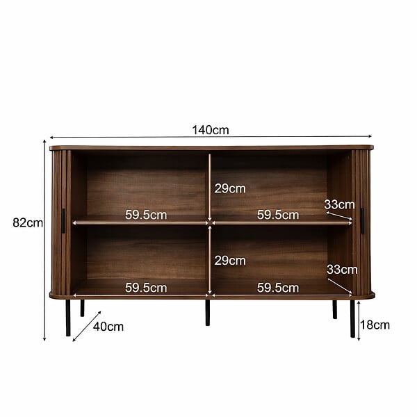 CONCEPT USINE - Buffet en bois cannelé à portes coulissantes 140cm SEMARANG $ - large