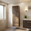SWISS AQUA TECHNOLOGIES - Swiss Aqua Technologies Cube Way 60x163x33 cm armoire haute de salle de bain suspendue 2 tiroirs, 2 portes, décoration chêne Wellington (CUBE3CHV60DW) - vignette