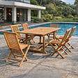 CONCEPT USINE - Table de jardin rectangulaire et 6 chaises en teck KAJANG $ - vignette