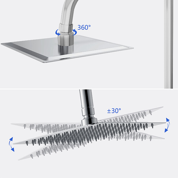 AICA SANITAIRE - Colonne de douche thermostatique-Chrome-Laiton&Inox - large