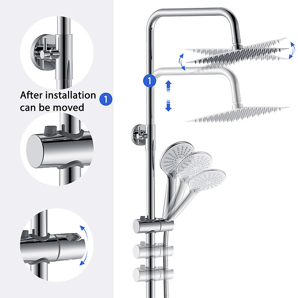 AICA SANITAIRE - Colonne de douche thermostatique-Chrome-Laiton&Inox - large