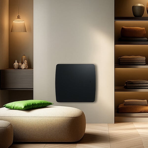 SAUTER - Radiateur électrique à double cœur de chauffe Syrtis - Horizontal - Noir - 1000W - large