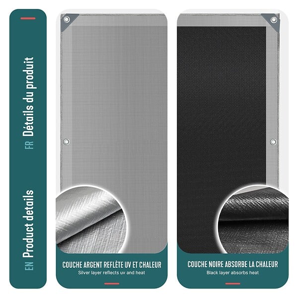 VOUNOT - Bâche de Protection en Polyéthylène resistant et impermeable 180g/m² gris et noir 3x4m - large