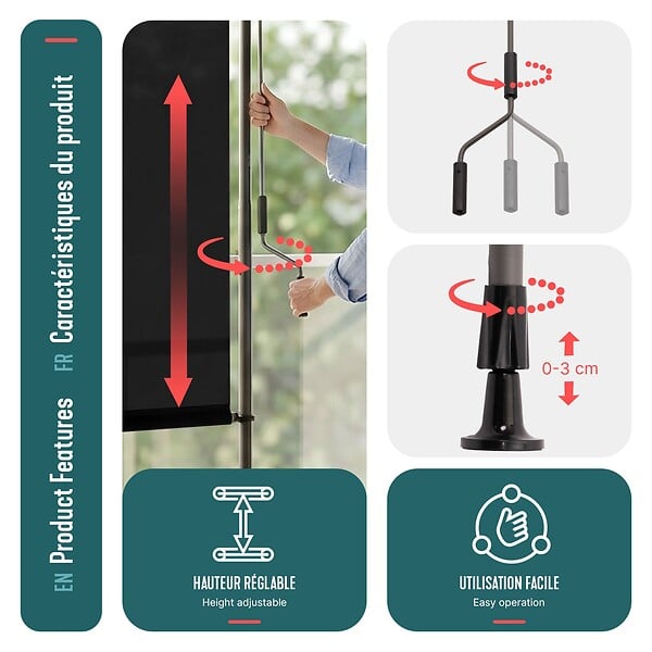 VOUNOT - Store vertical sans percage extensible exterieur 200x310cm polyester anthracite - large