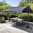 OVIALA - Store double pente avec coffre 3 x 4 m en aluminium gris anthracite  - Delgada - vignette