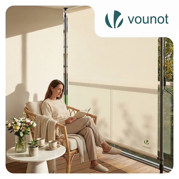 VOUNOT - Store vertical sans percage extensible exterieur 150x310cm polyester beige - large